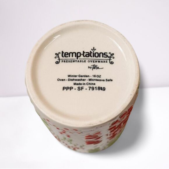 Temp-Tations by Tara Winter Garden 16 oz 5.5" Tall Handled Embossed Mug Cup - Picture 5 of 5